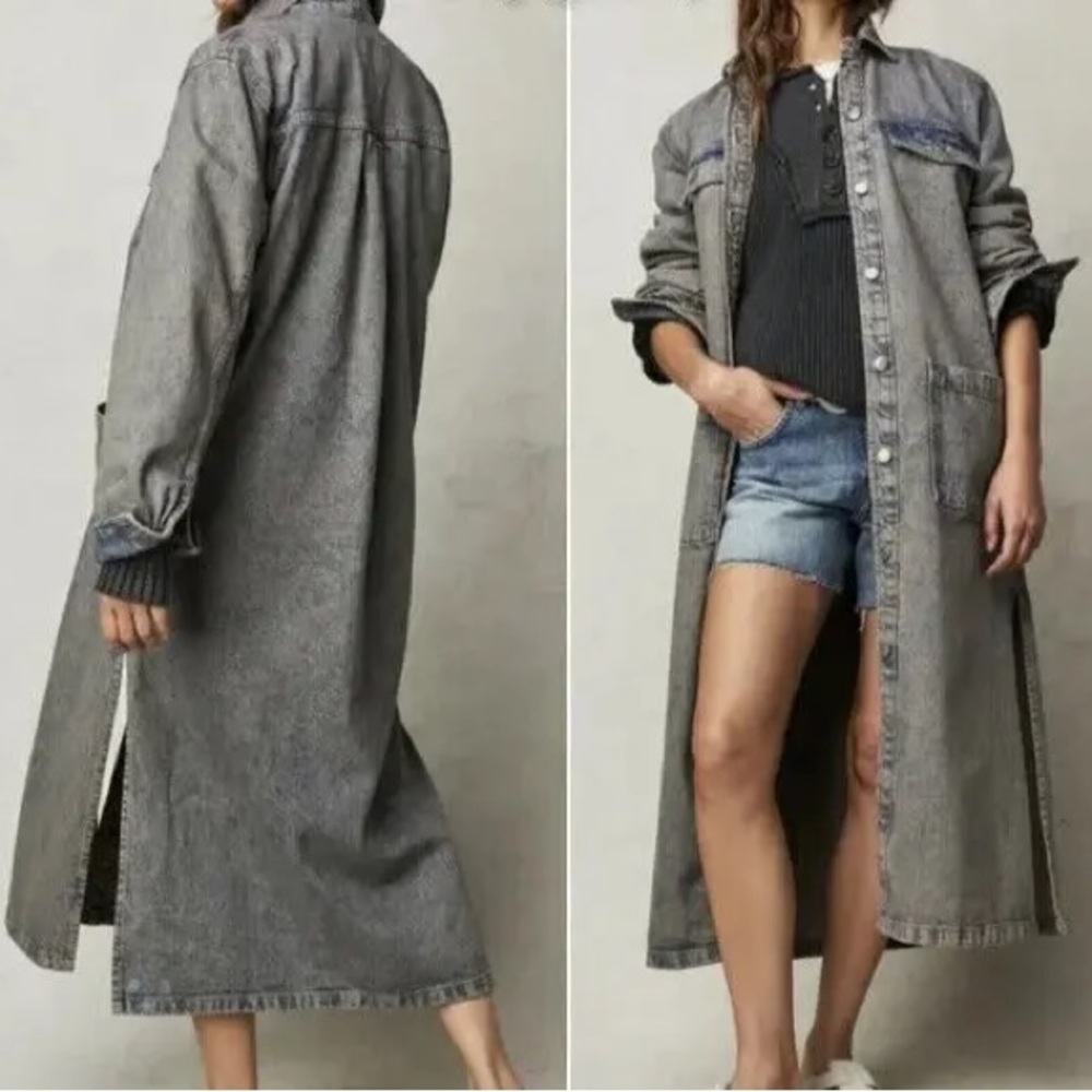 TT: We The Free 'Anna Lou' distressed Denim Duster Coat NWOT